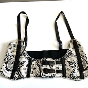NWOT Floral Lace PU Leather Underbust Corset Belt